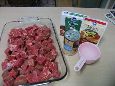 No Peek Beef Tips 2 lb. - Stew Meat, 1 - 10.5 oz can cream of mushroom 1 – packet brown gravy mix 1 - packet lipton dry onion soup mix 1 – small can mushrooms 1 - cup water Mix all ingredients and pour over the meat No Peek Beef, No Peek Beef Tips, Crock Pot Beef Tips, No Peek, Over Mashed Potatoes, Potted Beef, Beef Tips, Crock Pot Recipes, Crockpot Beef