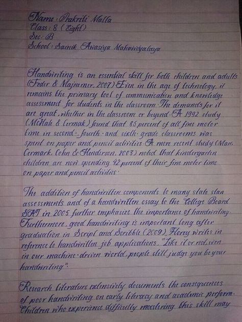 This is the handwriting of an 8th std student named prakriti malla.. this is selected as the best handwriting in india... - http://ift.tt/1HQJd81 Amazing Handwriting, Learn Handwriting, Handwriting Examples, Perfect Handwriting, Pretty Handwriting, Handwriting Analysis, Improve Your Handwriting, Neat Handwriting, Improve Handwriting