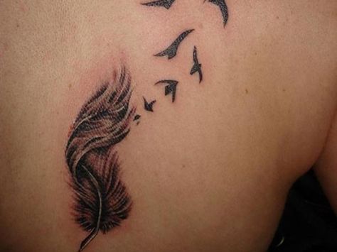 Pictures Of Feather Tattoos Small Bird Tattoos, Feather With Birds Tattoo, Hip Tattoo Designs, Rib Tattoos For Women, Family Tattoo Designs, Feather Tattoo Design, Feather Tattoo, Feather Tattoos, Rib Tattoo