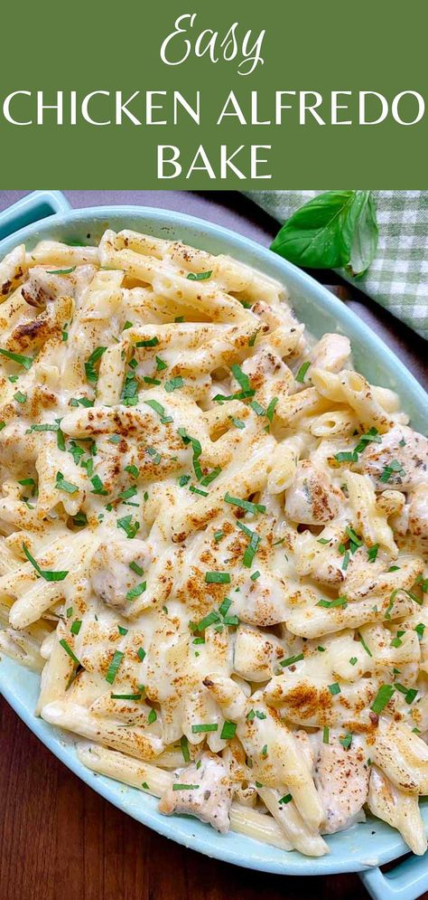 Chicken Alfredo Bake Easy Dinner Recipes Alfredo, Rigatoni Chicken Alfredo, Bake Chicken Alfredo Pasta, Chi Ken Alfredo Pasta, Chicken Alfredo Hotdish, Dump Alfredo Bake, Three Cheese Chicken Alfredo Bake, Chicken Alfredo Rotisserie, Chicken Fediccini Alfredo Recipe