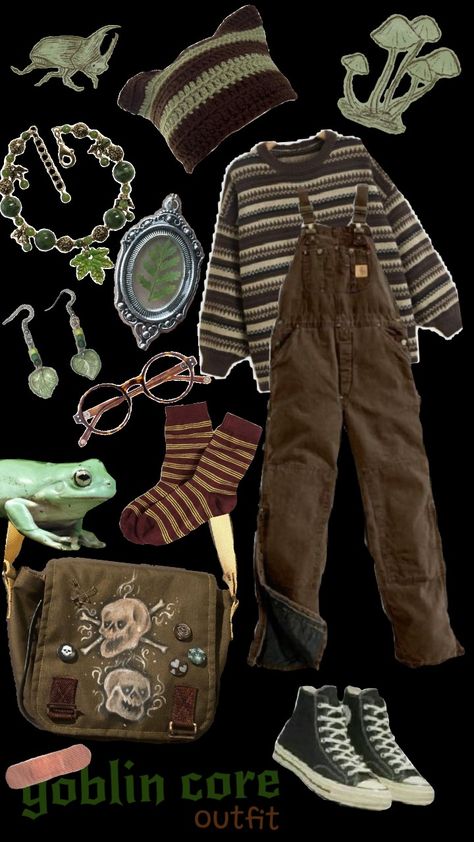 #goblincore Goblin Core Grunge Outfit, Goblin Core Fall Outfits, Goblincore Fashion Winter, Casual Goblincore Outfits, Moth Outfit Aesthetic, Goblincore Halloween Costume, Goblin Core Dress, Bastardcore Aesthetic Outfits, Goblincore Fall Outfits