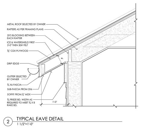 Construction Documents Eave Detail Roof Eaves, Roof Drain, Roof Ideas, Modern Roofing, مركز ثقافي, Construction Documents, Steel Roofing, Extreme Makeover, Roof Architecture