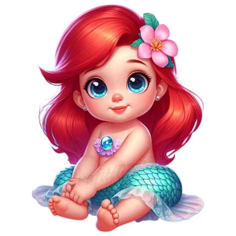 Ariel Images, Ariel Baby, Princess Character, Baby Disney Characters, Disney Princess Toddler, Unique Tattoos For Women, Disney Princess Babies, Disney Cuties, Character Clipart