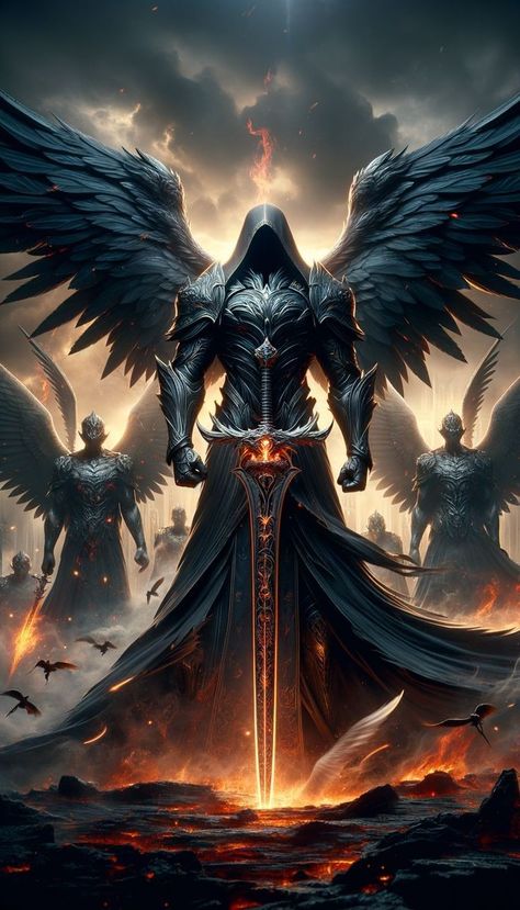 Hierarchy Of Angels, Angel Warrior Tattoo, Divine Angel, Guardian Angel Tattoo, Archangel Tattoo, Grim Reaper Art, Dark Fantasy Artwork, Angel Artwork, Angel Warrior