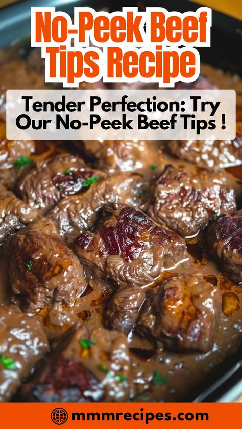 Treat yourself to the tender, mouthwatering goodness of our No-Peek Beef Tips. Slow-cooked to perfection, this dish is a testament to the magic of patience and spices. It's a simple yet luxurious meal that promises a burst of flavor with every bite, perfect for dinners where you want to impress without the stress. No Peek Beef, Beef Tips Recipe, No Peek Beef Tips, No Peek, Beef Tip Recipes, Beef Flank Steak, Quick Salads, Lunch Inspiration, Beef Tips