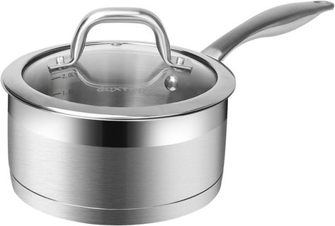 Durable stainless steel sauce pan with lid, ideal for all cooktops. Features a stay-cool handle and glass lid for easy monitoring. Oven-safe to 550°F and dishwasher-safe. Limited lifetime warranty Induction Stove Top, Drip Edge, Induction Cookware, Induction Stove, Induction Cooking, Milk Pot, Revere Ware, Stainless Steel Pot, Sauce Pan