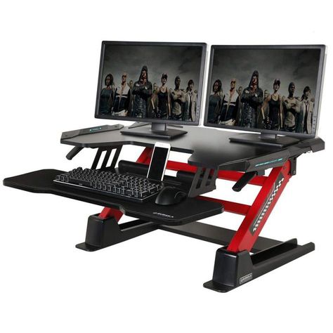 Standing Desk Amazon, Gaming Desks, Desk Converter, Gaming Gadgets, Standing Desk Ergonomics, Taking Back Sunday, Computer Gaming Room, Office Table Design, Standing Desk Converter