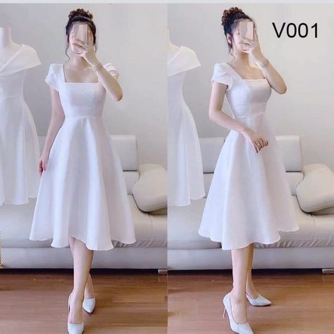 Simple Dress Classy Elegant, White Formal Dress Classy, Confirmation Outfit, Pakaian Feminin, Trendy Dress Outfits, Pretty Prom Dresses, Mein Style, Fashion Attire, Fashion Dresses Casual