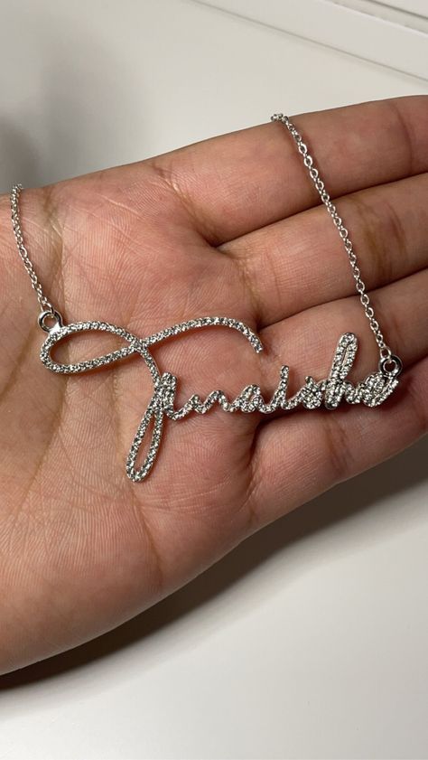 Necklace length is 18inches Gold plated/Silver plated Custom Gold Jewelry, Xoxo Jewelry, Girly Bracelets, Jewelry Wishlist, Name Necklace Silver, Custom Signature, Princess Necklace, Name Necklaces, Silver Bling