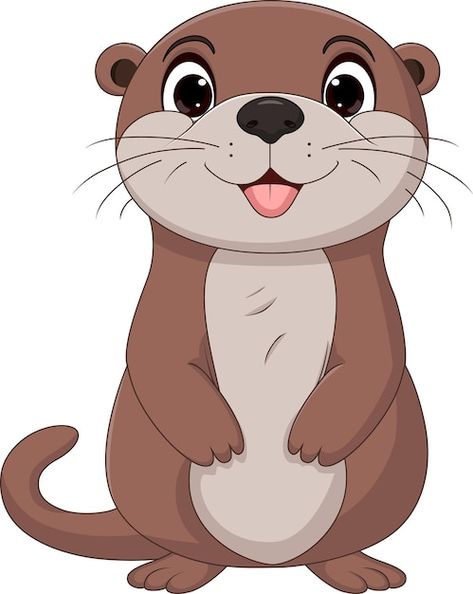 Vector cute otter cartoon on white backg... | Premium Vector #Freepik #vector #nature #sea #color #flat Otter Cartoon, Cute Otter, Vector Nature, Nature Sea, Logo Psd, Sea Otter, Card Banner, Poster Invitation, Presentation Template Free