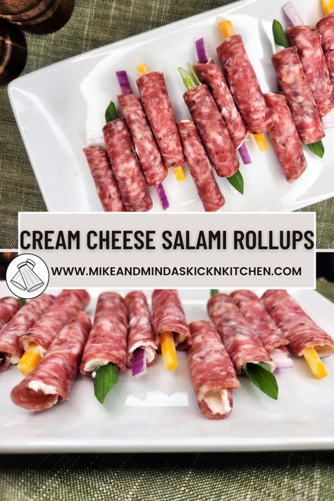 Salami Roll Up, Lebanon Bologna Cream Cheese Roll Ups, Salami Rollups, Appetizers Pinwheels, Salami Rolls, Cream Cheese Roll Up, Potluck Ideas, Cream Cheese Rolls, Oven Roasted Turkey