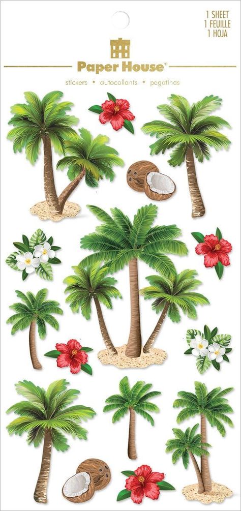 3D Scrapbook Stickers - Palm Trees Sticker Clipart Free Printables, Vacation Stickers Printable, Summer Scrapbook Stickers, Tropical Scrapbook Layouts, Sticker Sheets Aesthetic, Tropical Stickers, 3d Scrapbook, House Scrapbook, Tropical Clipart