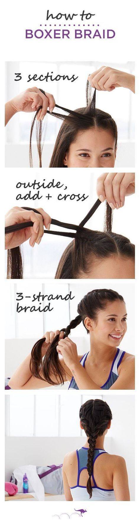 Boxer Braid Tutorial. #spring #springstyle #springhair #braids #braidedhairstyles #braidstyles #tutorial #fashion #fashionstyle #fashionhair #style #girl #womensfashion #boxer Boxer Braids Tutorial, Boxing Braids, Boxer Braids Hairstyles, Braids Tutorial, French Braid Ponytail, How To Braid, Ponytail Tutorial, Boxer Braids, Gym Hairstyles