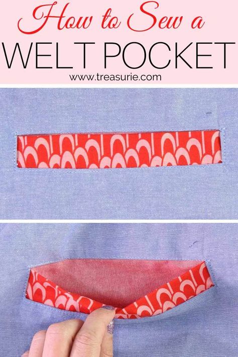 How To Make Pockets Sewing, Sewing Pockets In Bags, Making Pockets How To Sew, How To Sew Welt Pockets, Single Welt Pocket Tutorial, How To Make Welt Pockets, Sewing Welt Pockets, How To Sew A Welt Pocket, Welt Pockets Tutorial