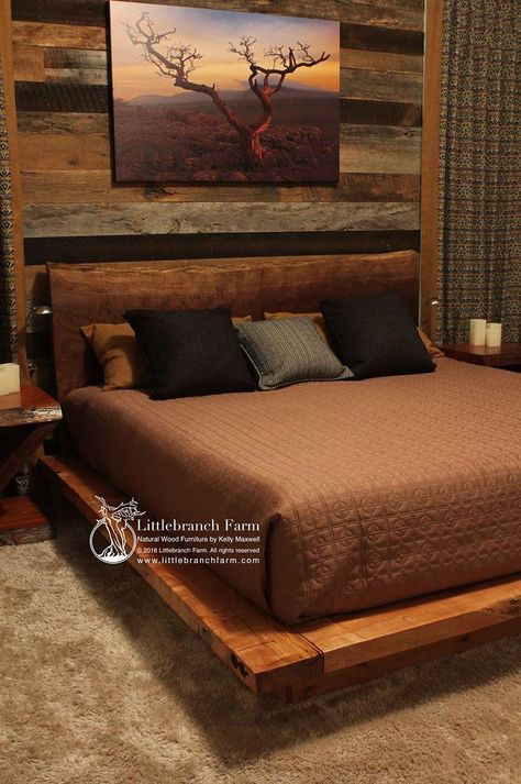 Cozy Dreams brings the ultimate bedroom sanctuary to life with their luxurious and stylish bedding, ensuring a blissful and dreamy sleep experience every night. Rustic Platform Bed, Rustic Bedrooms, Natural Wood Bed, Rustic Bed, Rustic Bed Frame, Platform Bed Designs, Diy Platform Bed, Rustic Headboard, Wooden Bed Design