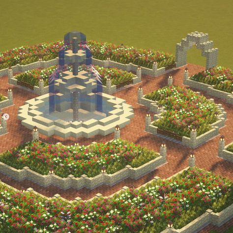 Minecraft Garden Inspiration, Minecraft Flower Garden Ideas Small, Minecraft Garden Gazebo, Minecraft Homes Ideas, Minecraft Gardens Beautiful, Minecraft Gazibo Ideas, Entrances Minecraft Ideas, Minecraft Garden Fountain, Villager Homes Minecraft Ideas