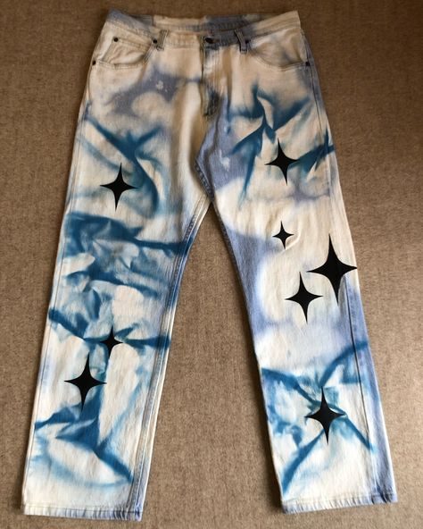 Custom jeans for sale 👖🧊✨✨✨. @amagon_uks #amagon_uks . . Bleached, airbrushed & screen printed embroidery ~Plastisol opaque paints Loose straight leg XL Location: Machinga Complex, Block A-42 📞/WhatsApp me 💬: +255622455730 . . . . . #hypebeast #art #viral #explore #2024 #streetwear #shinningstar #printedjeans #airbrushed #foryou #highsnobiety #customjeans #pinterest #reworkedvintage #shinning #monogram #y2k #streetwearbrand #outfitsociety #diy #fashionstyle #y2kfashion #popular #handmade #sc... Airbrush Jeans, Reworked Vintage, Custom Jeans, Printed Jeans, Y2k Fashion, Jeans For Sale, Screen Printing, Street Wear, Streetwear Brands