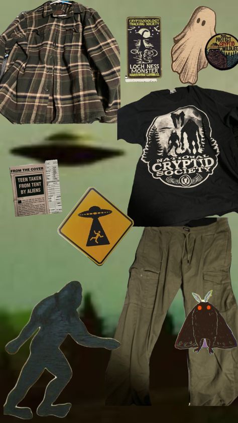 #cryptidcore #cryptid #cryptidaesthetic yes these are my actual clothes 😊 Cryptidcore Outfit Summer, Summer Cryptidcore Outfits, Cryptid Clothes, Cryptidcore Outfit Male, Cryptidcore Clothes, Cryptid Academia Outfits, Cryptid Core Aesthetic, Cryptid Outfit, Cryptid Core Outfit