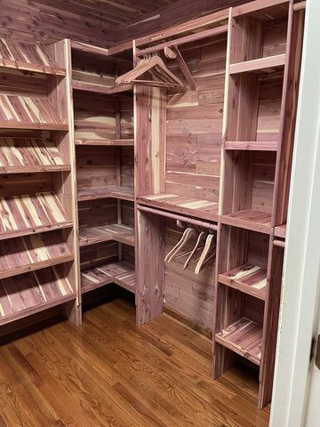 Cedar Closet Kit – Northern Kentucky Cedar, LLC. Rustic Closet, Diy Closet Shelves, Wood Closet Systems, Eastern Red Cedar, Closet Built Ins, Walking Closet, Closet Kits, No Closet Solutions, Cedar Closet