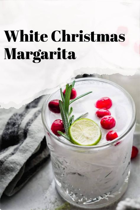 This easy White Christmas Margarita is the dreamiest Christmas cocktail around! It’s made with cream of coconut and lime juice for the perfect tropical escape on a cold winter day. Garnish with cranberries and rosemary for a stunning cocktail that looks like Christmas in a cup! // recipe // coconut margarita // mistletoe margarita // holiday cocktail Christmas Margaritas, White Christmas Margarita, Holiday Margaritas, Christmas Margarita, Margarita Tequila, Pomegranate Margarita, Cranberry Margarita, White Cranberry Juice, Cranberry Cocktail