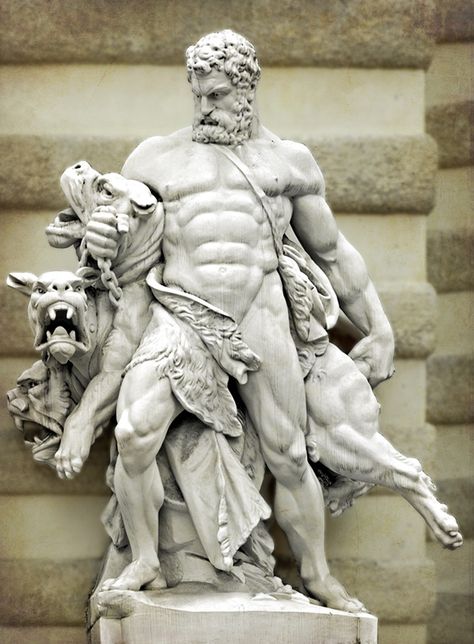 Hercules And Cerberus. Located At the Hofburg Palace, Vienna. Work Of Antonin Pavel Wagner (1834-1895) Arte Occulta, Statue Tattoo, Classic Sculpture, Greek Statues, Roman Sculpture, Mythology Tattoos, Greek And Roman Mythology, Greek Sculpture, Roman Mythology