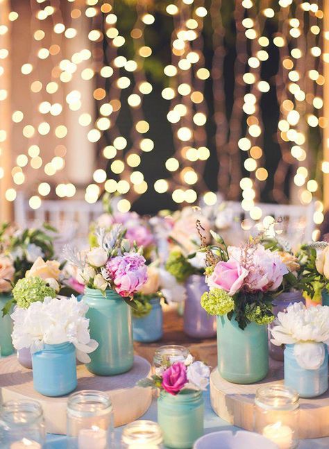 25 Pastel Wedding Details for a Spring Wedding - Inspired by This #springwedding Spring Centerpieces Diy, Pastel Wedding Theme, Spring Wedding Photos, Unicorn Wedding, Spring Wedding Decorations, Pastel Party, Spring Centerpiece, Spring Wedding Inspiration, Mason Jar Wedding