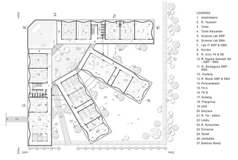 Gallery of School Architecture: Examples in Plan and Section - 151 Art School Plan, School Building Plans, Elementary School Architecture, Raw Architecture, School Floor Plan, High School Plan, School Floor, School Building Design, College Architecture