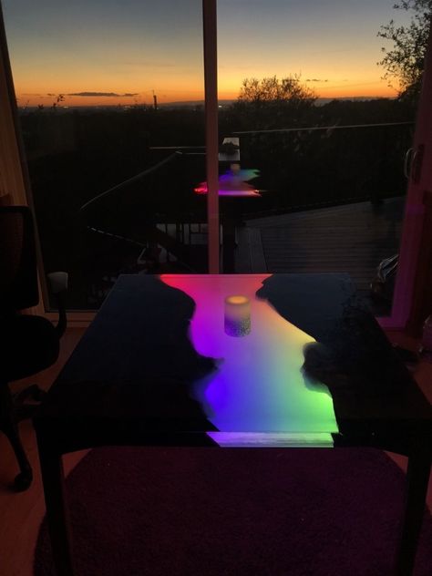 Overview | Glowing Neopixel Resin River Table | Adafruit Learning System Led Resin, Resin Tables, Resin Crafting, Epoxy Wood Table, Wood Resin Table, Resin River Table, Epoxy Ideas, Horseshoe Projects, Wood Table Design