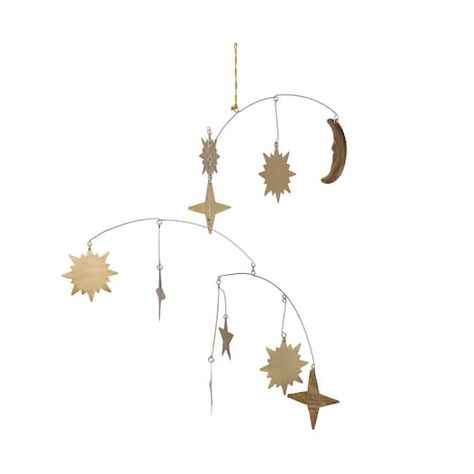 Gold Metal Celestial Mobile Decoration Celestial Mobile, Mobile Decoration, Play Area, Accent Mirrors, Child's Room, The Gold, Mirror Decor, Accent Pieces, Dorm Room