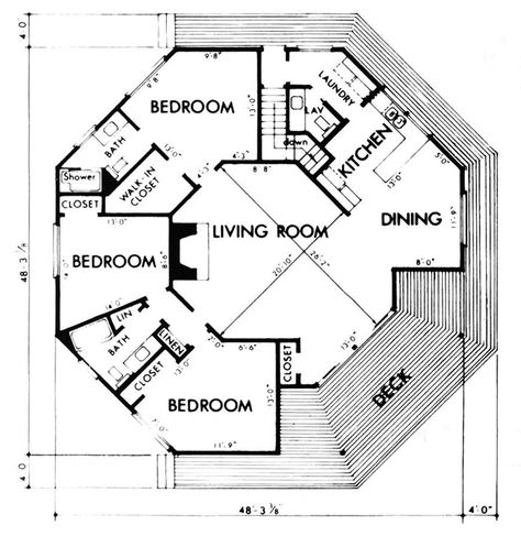 Best Home Plans, Plan HB821-1 Pelan Lantai Rumah, Hexagon House, Best Home Plans, Round House Plans, Yurt Home, Eco Construction, Octagon House, Unique House Plans, Cob House