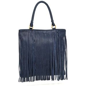 Persaman New York Verona Fringe Leather Tote Fringe Tote Bag, Blue Tote Bag, Blue Tote, Tote Bag Purse, Navy Leather, Tote Bag Leather, Leather Fringe, Beautiful Bags, Leather Tote Bag