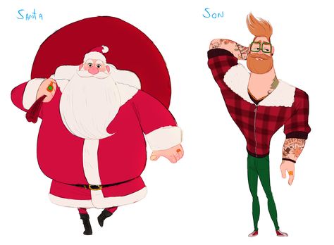 ArtStation - Santa Lebowski, Rayner Alencar Santa Character Design, Christmas Reference, Santa Illustration, Christmas Animation, Santa Klaus, Christmas Video, Winter Illustration, Cartoon Christmas, Character Design Sketches