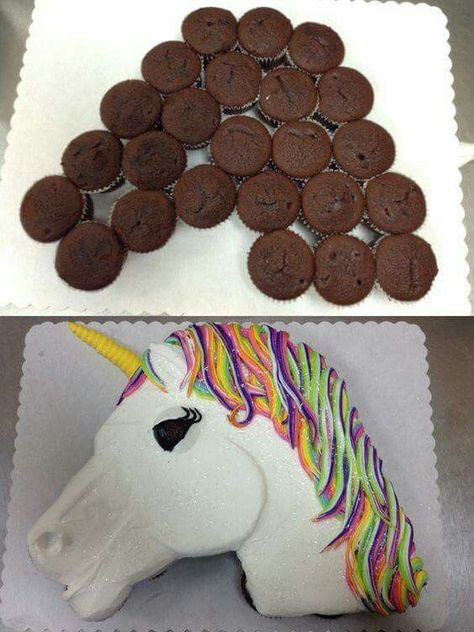 UNICORN CUPCAKE CAKE....this is so adorable & easy to make! Love it! Featured on our BEST Pull-Apart Cake Ideas!  http://kitchenfunwithmy3sons.com/2016/04/best-cupcake-cake-ideas.html/ Unicorn Cupcake Cake, Cupcake Torte, Rainbow Unicorn Cake, Pull Apart Cupcake Cake, Pull Apart Cake, Cake Pulls, Pull Apart Cupcakes, Cake Templates, Horse Cake