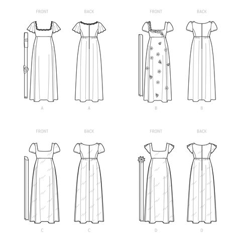 Simplicity 9434 Misses' and Women's Regency Era Style Dresses Midsummer Costume, Regency Dress Pattern, Regency Dresses, Style Dress Patterns, Dress Overlay, Regency Era Fashion, Era Fashion, Sewing Pattern Shop, Period Clothing