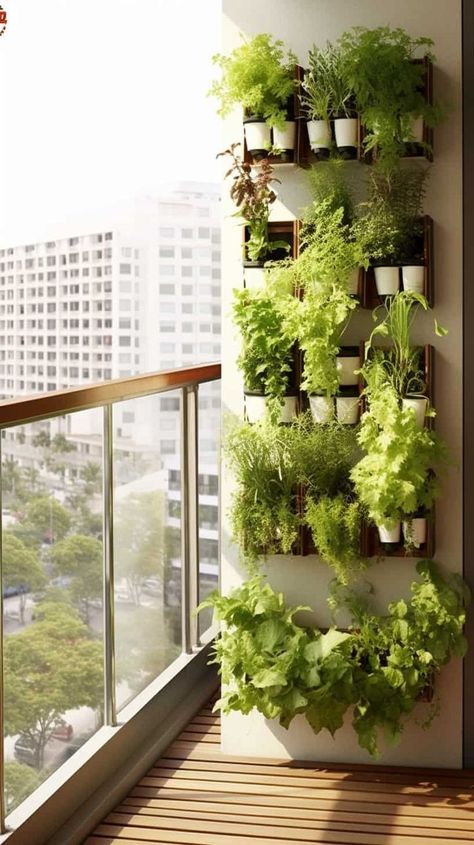 Balcony Herbs Apartments, Plant Stand For Small Balcony, Small Patio Design Ideas Apartment Balconies, Gardening Balcony Ideas, Plants Small Balcony, Apartment Balcony Plant Ideas, Plant Balcony Apartment, Plants On Small Patio, Garden Aesthetic Apartment