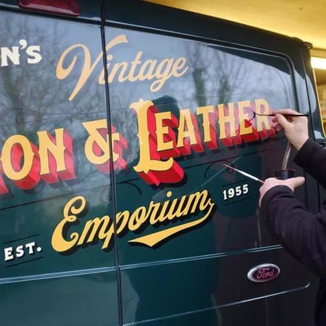 Traditional Van Signwriting by Paul Banks Signwriting and Design Van Signwriting, Van Signage, Paul Banks, Old Van, Truck Lettering, Sign Painting Lettering, Sign Writer, Vintage Signage, Car Lettering