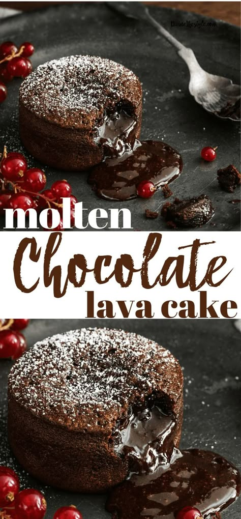 Chocolate Molten Lava Cake Recipe Dessert Divine Lifestyle Molten Lava Cakes Recipe, Lava Cake Recipe, Chocolate Lava Cake Recipe, Molten Chocolate Lava Cake, Lava Cake Recipes, Molten Lava Cakes, Molten Chocolate, Molten Lava, Chocolate Lava