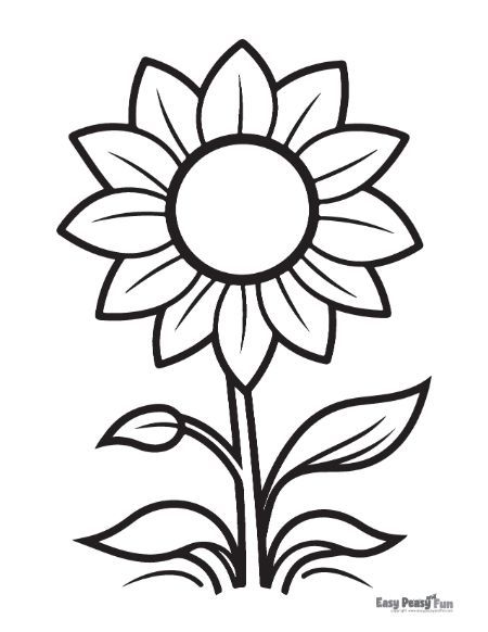 Pretty Flower Sunflower Coloring, Printable Sunflower, Sunflower Template, Flower Coloring Sheets, Sunflower Coloring Pages, Sunflower Printable, Train Coloring Pages, Leaf Coloring Page, Flower Pattern Drawing