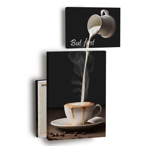 PRICES MAY VARY. Coffee Wall Decor Size: 9.5 x 14.2 inch and 10 x 7 inch (24x35cm, 18x25cm). Creative design of two kitchen wall art handmade wooden frame. Elegant Dining Room Decoration: This is the funniest and different coffee bar wall decor you are looking for. Coffee Bar Sign Easy to hang framed: Detailed coffee wall art frame installation instructions can be found on the left side of the product page. Perfect home kitchen decor gift: Wedding, Anniversary, Thanksgiving, Christmas, Mother's Coffee Bar Wall Decor, But First Coffee Sign, Coffee Bar Art, Coffee Bar Wall, Frame Installation, Wall Decor Black And White, Wall Art For Kitchen, Dorm Kitchen, Art For Kitchen