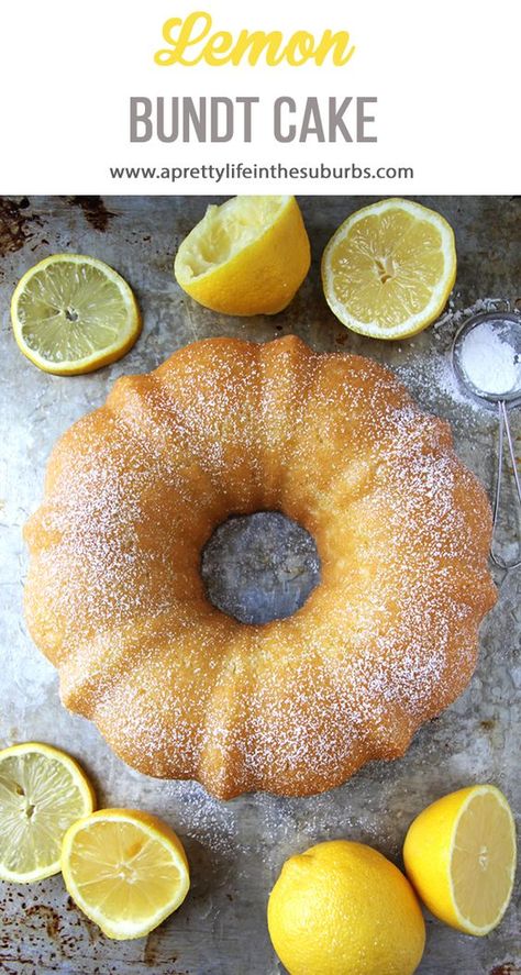 This Lemon Bundt Cake is moist and perfectly lemon flavoured. The addition of the extra fresh lemon juice/sugar mix after the cake has baked, really takes this cake to the next level. So delicious. You need to make one. Gumdrop Nougat, Christmas Thumbprint, Lemon Bundt Cake Recipe, Nougat Candy, Cream Tarts, Lemon Mousse, Lemon Bundt Cake, Torte Cupcake, Butter Milk