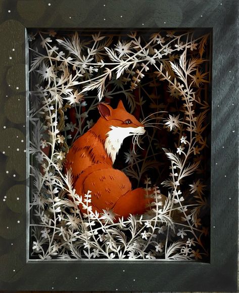 Paper Art Ideas, Fox Artwork, Paper Art Sculpture, Cut Out Art, Idee Cricut, Paper Carving, Paper Cutout Art, 3d Paper Art, Layered Art