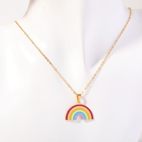 Chain Material 
						 Stainless Steel 
					 
 
						 Classification 
						 Pendant Necklace 
					 
 
						 Color 
						 colour 
					 
 
						 Design 
						 Plating 
					 
 
						 Gender 
						 Women's 
					 
 
						 Material 
						 Titanium Steel 
					 
 
						 Occasion 
						 Daily 
					 
 
						 Pattern 
						 Rainbow 
					 
 
						 Plating Material 
						 18K Gold Plated 
					 
 
						 Quantity 
						 1 Piece 
					 
 
						 Style 
						 Sweet 
					 
 
						 We