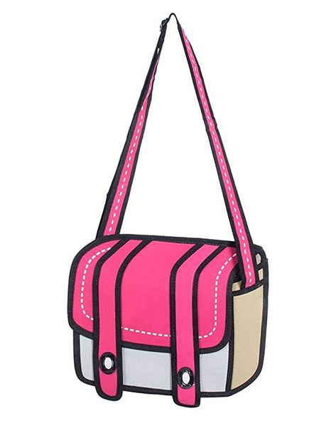 Amazon.com: Xugq66 3D Style 2D Drawing Cartoon Bag Comic 3D Messenger Bag (Light Pink): Sports & Outdoors 2d Bags, Bag Drawing, Cartoon Paper, 2d Drawing, Cartoon Bag, Drawing Cartoon, Canvas Messenger Bag, Bag Trends, Cute Bag