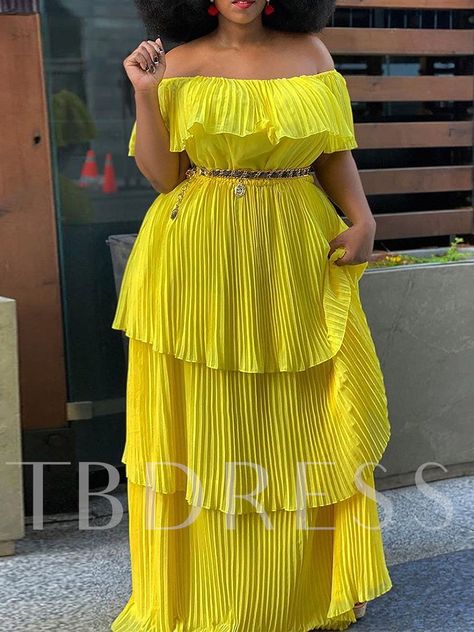 Floor-Length Off Shoulder Pleated Short Sleeve Layered Dress Women's Dress Off Shoulder Long Dress, Pleated Dresses, Long Summer Dresses Maxi, Elegante Y Chic, Green Dresses, Dress Sleeve Styles, Plus Size Maxi, Maxi Robes, Patchwork Dress