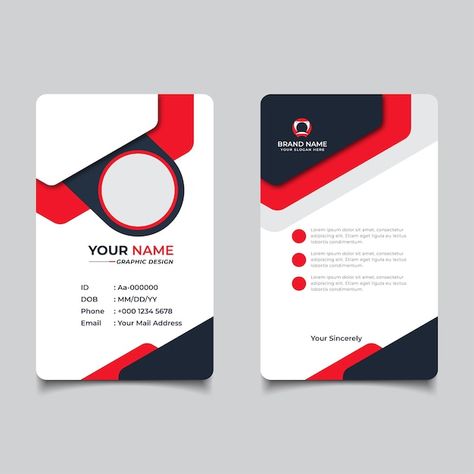 Id Cards Design Creative, Employee Card Design Creative, Business Card For Designer, Identification Card Design, Id Card Design Creative, Company Id Card Design, Id Card Design Template, Id Template, Company Brochure Design