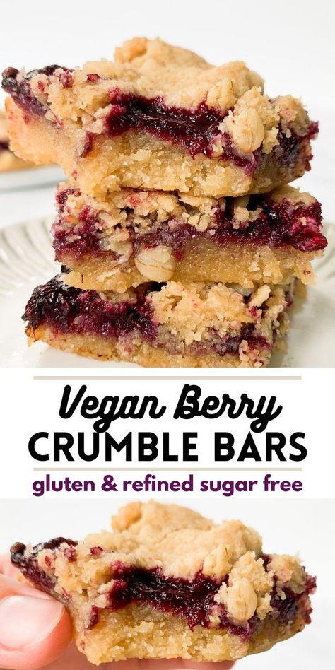 Berry Crumble Bars, Oatmeal Crumble, Patisserie Vegan, Vegan Baking Recipes, Berry Crumble, Crumble Bars, Snacks Saludables, Think Food, Healthy Sweets Recipes