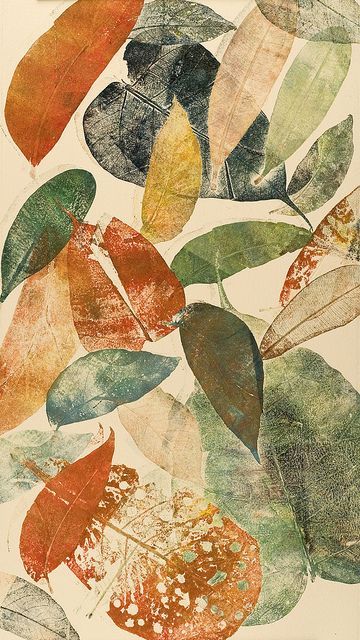 Autumn leaf I by Mariann Johansen Ellis, via Flickr a monoprint/monotype printed with natural leaves, inked up in etching inks, added gold and metallic inks. Kaghaz Divari, Textil Design, Soyut Sanat Tabloları, Seni Cat Air, Eco Printing, Autumn Leaf, Art Et Illustration, Tile Shower Ideas, Shower Remodel