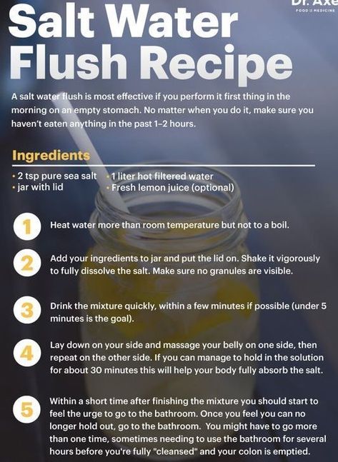 Salt Water Flush Recipe, Salt Water Flush, Easy Alcoholic Drinks, Cleaning Your Colon, Infused Water Recipes, Cleanse Recipes, Lose 30 Pounds, Body Cleanse, Colon Cleanse