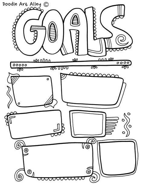 Goal Setting coloring pages and printables. Great for home and school. Enjoy! Doodle Writing, Classroom Doodles, Goal Activities, Doodle Journal, Goal Setting Activities, Hantverk Diy, Kids Goals, Coloring Worksheets, School Goals