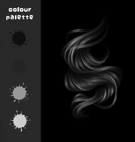 Black Hair Color Palette Digital Art, Black Hair Color Palette, Ibis Tutorial, Palette Hair Color, Hair Color Palette, Ipad Hacks, Procreate Brushes Free, Black Hair Color, Fluffy Hair